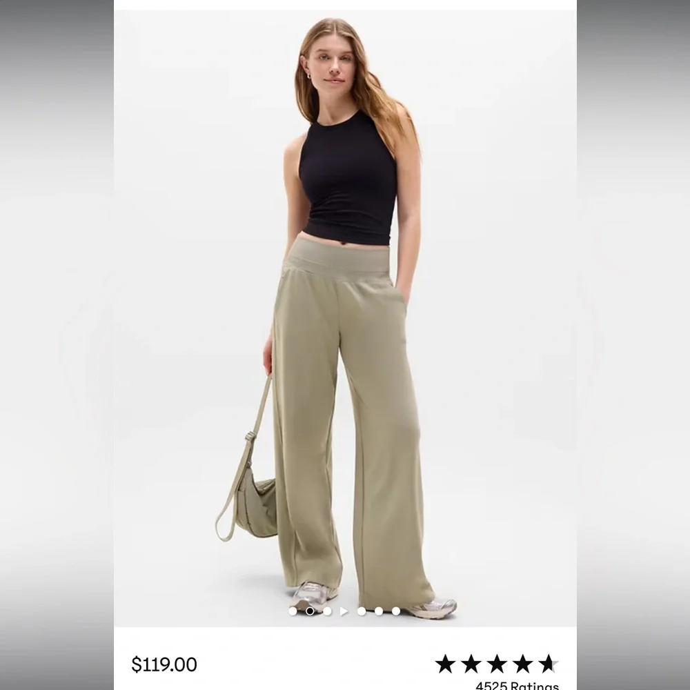 Athleta Venice Wide Leg Lounge Pants Small Petite Taupe Neutral Flare Abalone - Picture 6 of 10